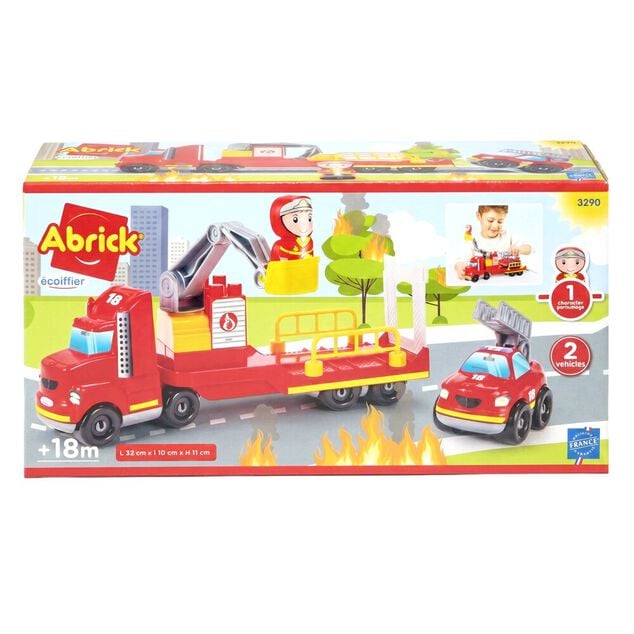 Camion pompier Abrick avec accessoires 29 pi&egrave;ces plastique