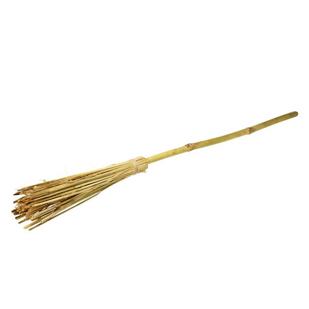 Balai de sorci&egrave;re bambou naturel et paille L100cm