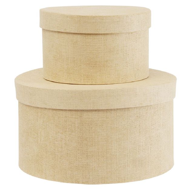 Bo&icirc;te de rangement ronde beige &Oslash;15xH9cm