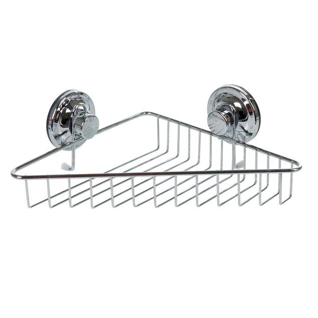 &Eacute;tag&egrave;re de douche panier d'angle &agrave; ventouse inox