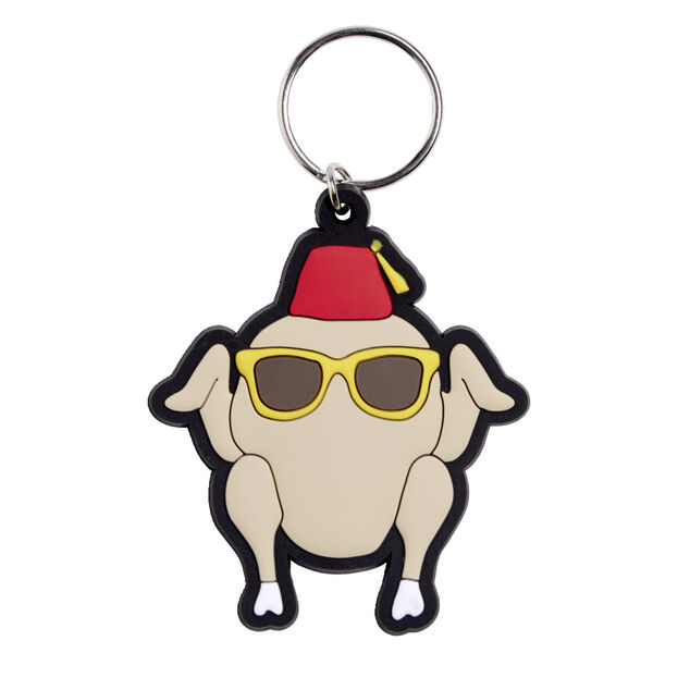 Porte cl&eacute; Friends dinde caoutchouc beige