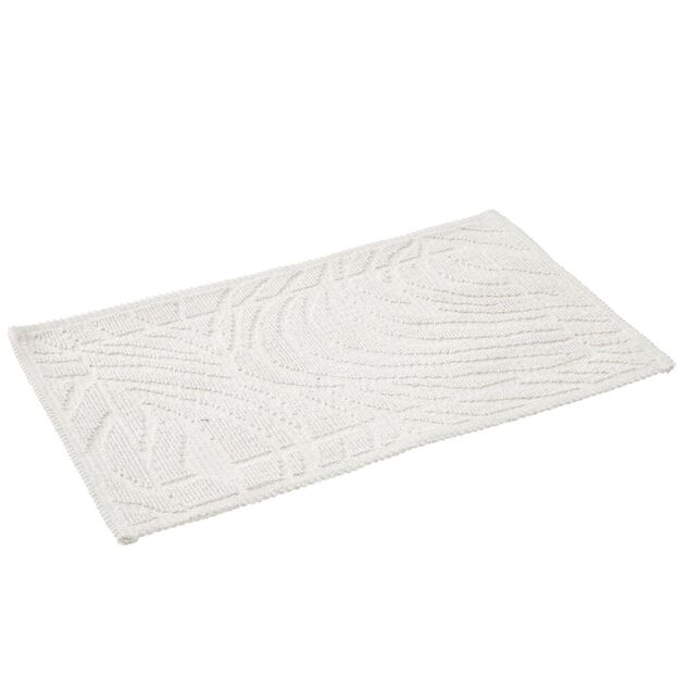 Tapis salle de bain coton relief uni beige 80x50cm