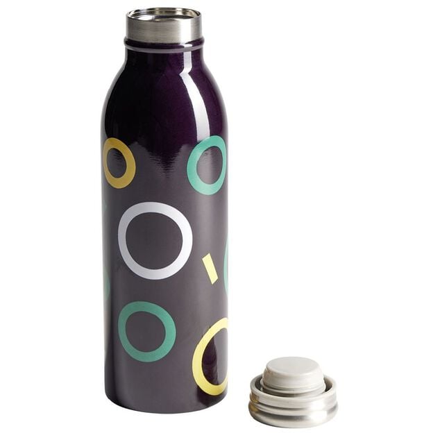 Bouteille isotherme acier noir motif rond 500ml &Oslash;6,7xH21,8cm