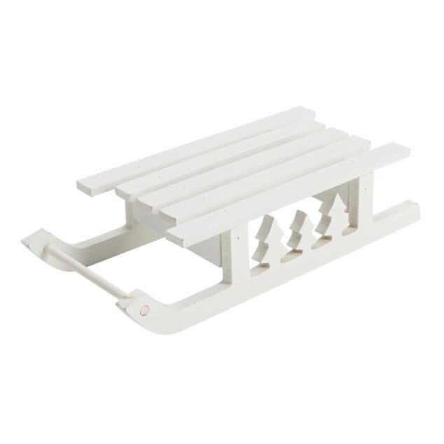 Luge décorative à poser en bois blanc 26x11xH6cm