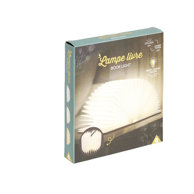 Lampe livre USB en bois 17xH14cm