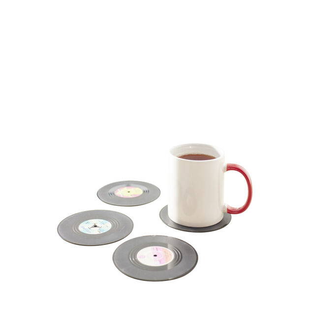 Dessous de verre forme vinyle &Oslash;10,5cm 4 pi&egrave;ces
