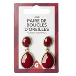 Boucles d'oreilles femme pendantes zinc et acrylique colorées L8cm (3 modèles)
