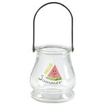 Lanterne déco été en verre et anse en métal