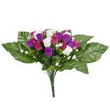 Piquet de rose bouton violet et blanc fleur artificielle &Oslash;45xH43cm