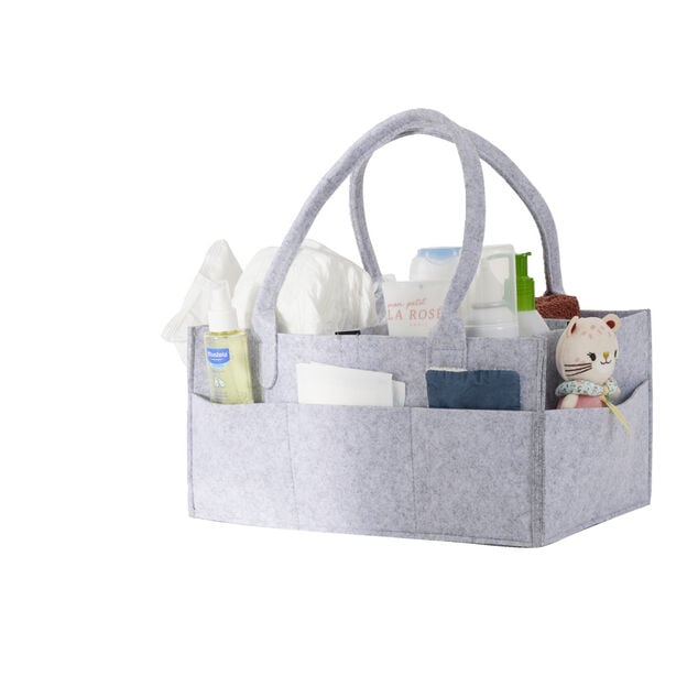 Sac de rangement 11 compartiments feutrine grise 39x23xH18cm