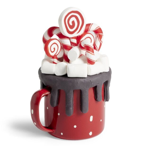 Tasse d&eacute;coration sucre d'orge m&eacute;tal et argile H12,5cm