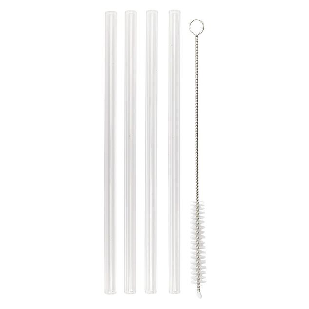 Paille en verre x4 et goupillon inox