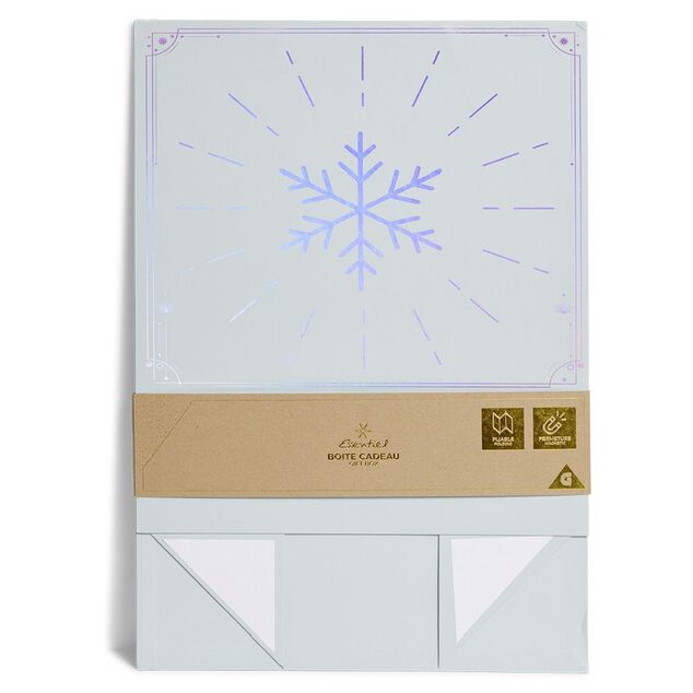 Bo&icirc;te cadeau No&euml;l pliable motif flocon iridescent