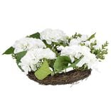 Couronne d'hortensias et feuillage 5 tiges &Oslash;38cm