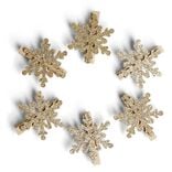 Pince de d&eacute;coration flocon de neige dor&eacute; x6