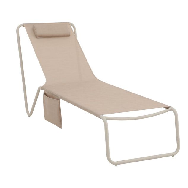 Transat Faro acier et textil&egrave;ne beige 187x62xH84cm