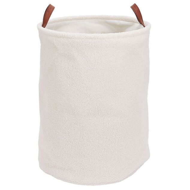 Panier &agrave; linge 56L tissu bouclette blanc