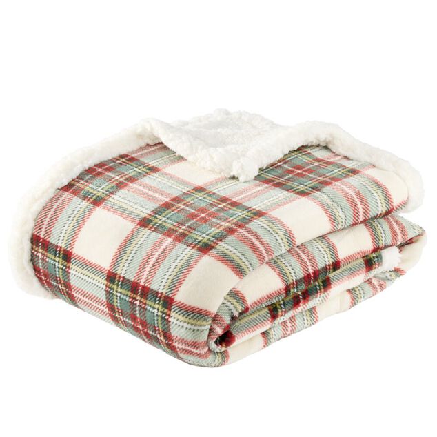 Plaid No&euml;l vintage imprim&eacute; tartan polyester L150X120 cm