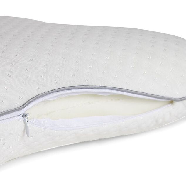 Oreiller ergonomique &agrave; m&eacute;moire de forme 51x36cm polyester blanc