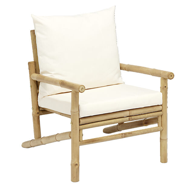 Fauteuil de jardin Laos bambou et coussin beige 63xP74xH74cm
