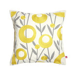 Housse de coussin imprimé floral jaune avec broderie 45x45cm