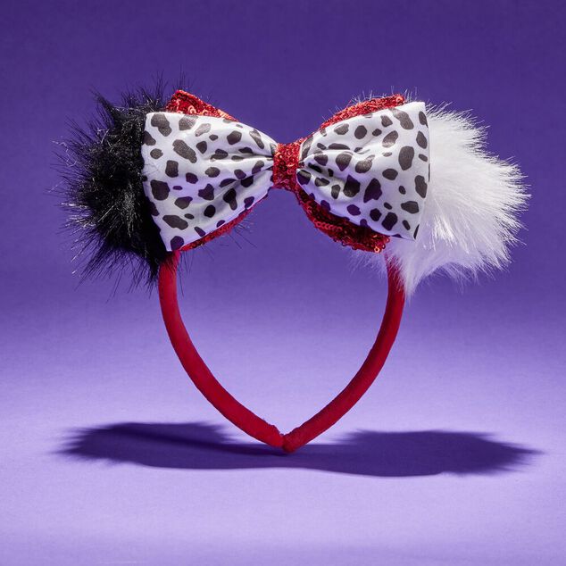 Serre-t&ecirc;te Disney Cruella adulte rouge noir blanc 18x18cm