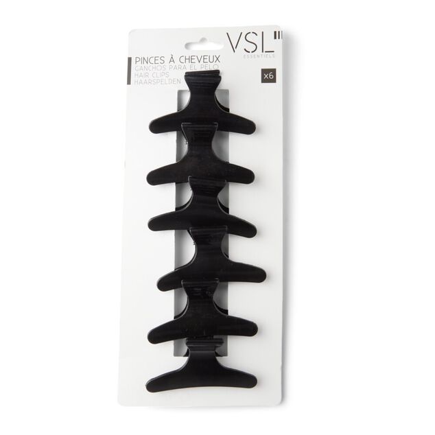 Lot de 6 pinces à cheveux plastique noir