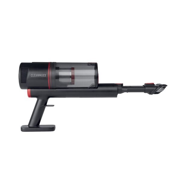 Aspirateur balai sans fil 6 accessoires CleanMaxx noir et rouge H109cm