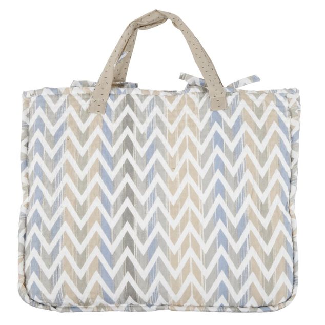 Couvre lit r&eacute;versible imprim&eacute; g&eacute;om&eacute;trique blanc et beige 240x220cm