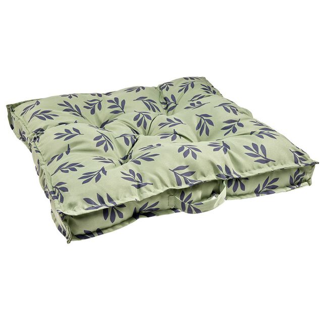 Coussin de dossier salon palette motif feuillage vert noir 60x60x&eacute;p8cm