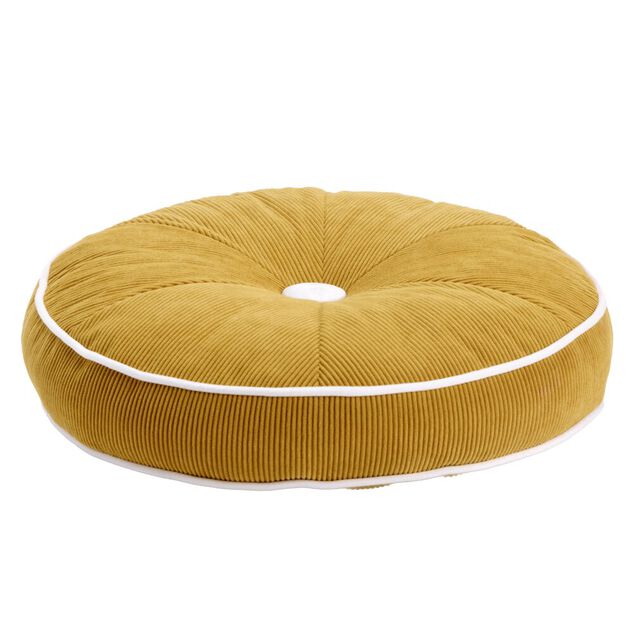 Coussin rond c&ocirc;tel&eacute; fa&ccedil;on tranche de citron jaune &Oslash;35cm