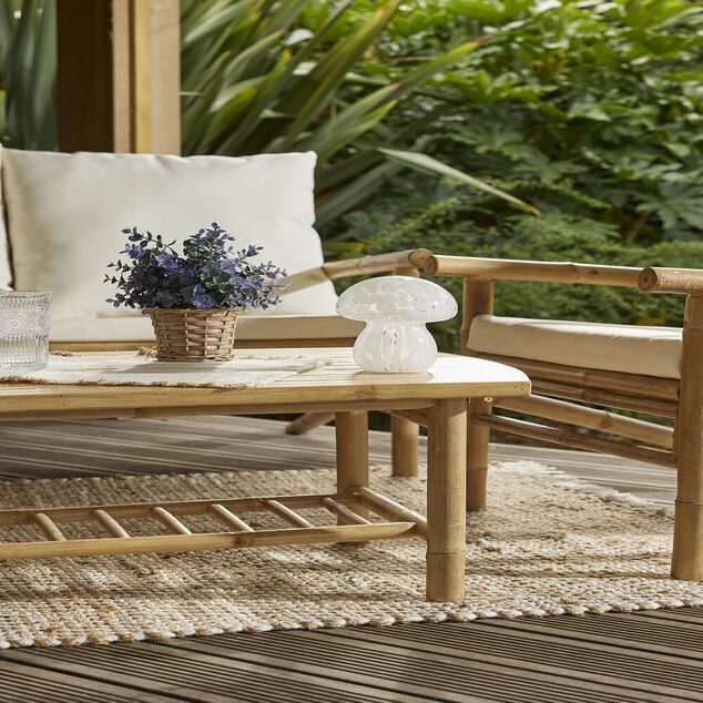 D&eacute;coration &agrave; poser champignon &agrave; LED en verre blanc &Oslash;13xH15cm