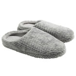 Chaussons mules unisexe gris motif quadrill&eacute; T36/37