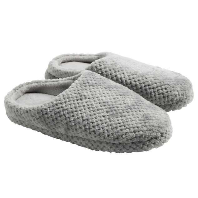 Chaussons mules unisexe gris motif quadrill&eacute; T36/37