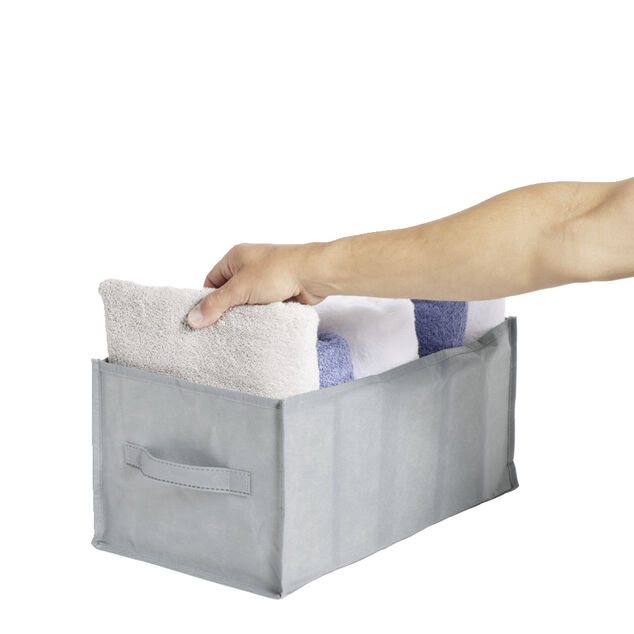 Panière de rangement dressing 5 compartiments gris 44x25xH20cm