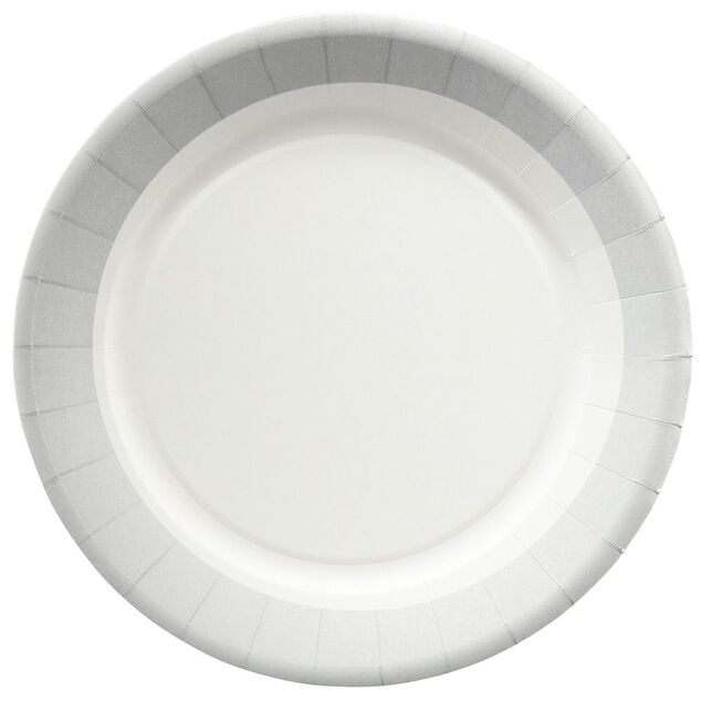 Lot de 10 assiettes en carton Ø23 cm bord gris