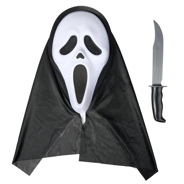 Masque et couteau Ghostface Scream noir et blanc