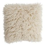 Coussin carré fausse fourrure longue 40x40cm (2 modèles beige ou taupe)