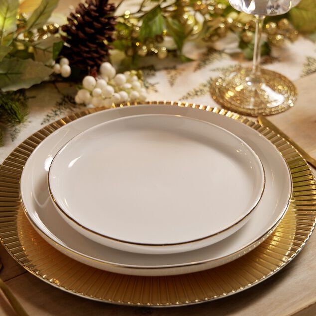 Assiette &agrave; dessert ronde Oslo blanche bord dor&eacute; &Oslash;19cm
