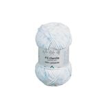 Pelote de fil à tricoter chenille blanc et bleu 120m