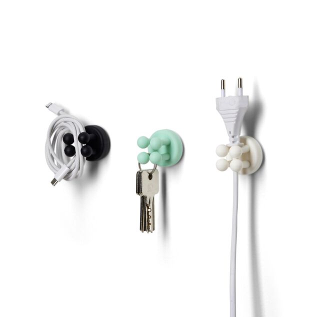 Crochet adhésif x3 multifonction caoutchouc Ø3,8cm