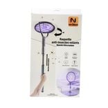 Raquette &eacute;lectrique anti insectes volants manche t&eacute;lescopique LED UV L45cm