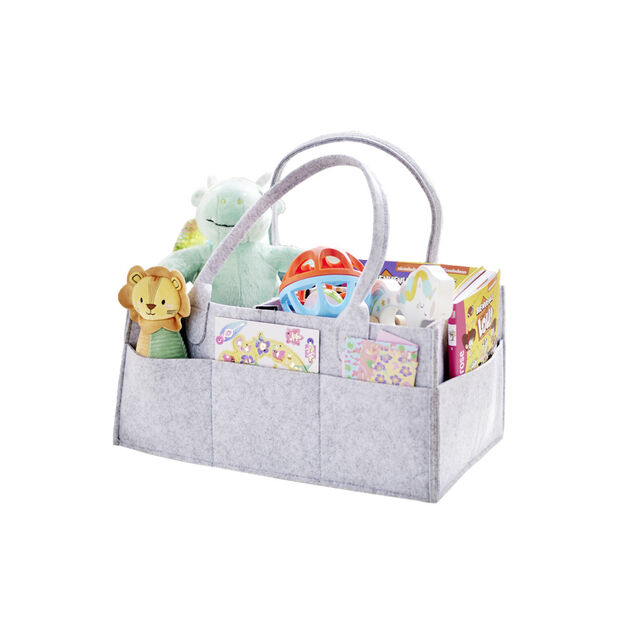 Sac de rangement 11 compartiments feutrine grise 39x23xH18cm