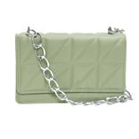 Sac pochette effet matelass&eacute;e avec cha&icirc;ne m&eacute;tal 20xH13cm - 2 mod&egrave;les noir ou vert