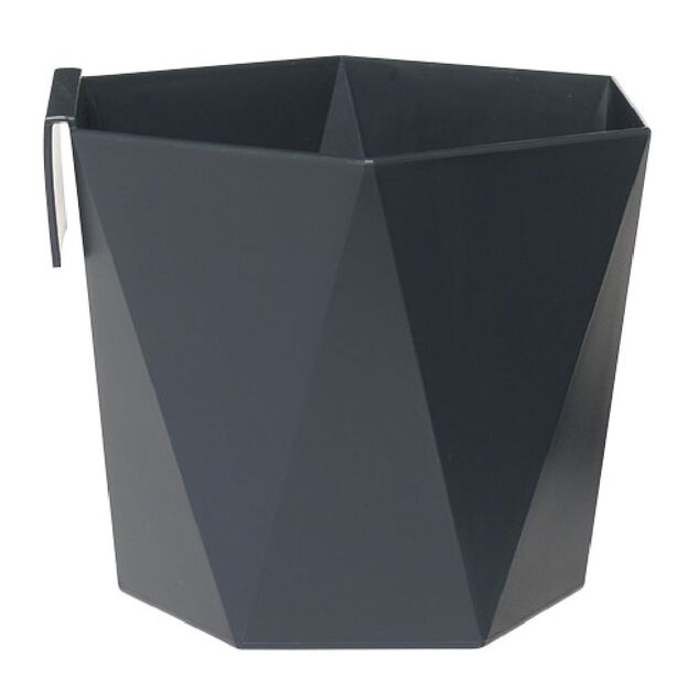 Pot hexagonal clipsable plastique gris anthracite 12x11xH.13cm