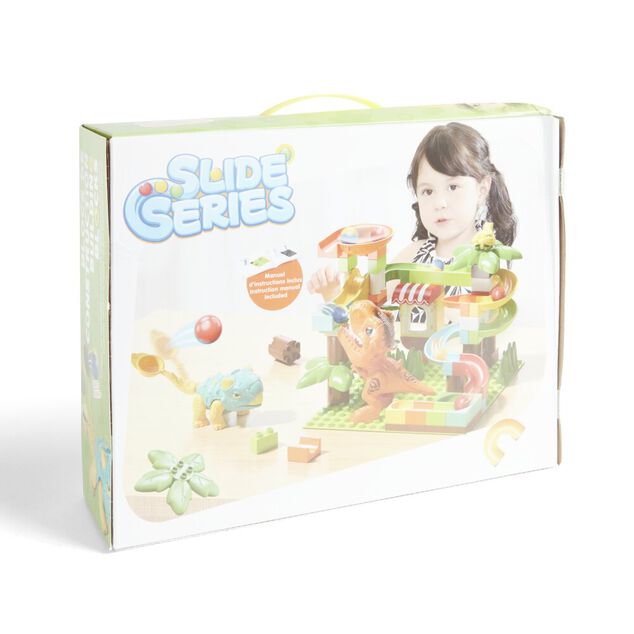 Jeu de construction bloc 78 pi&egrave;ces avec 2 dinosaures et billes