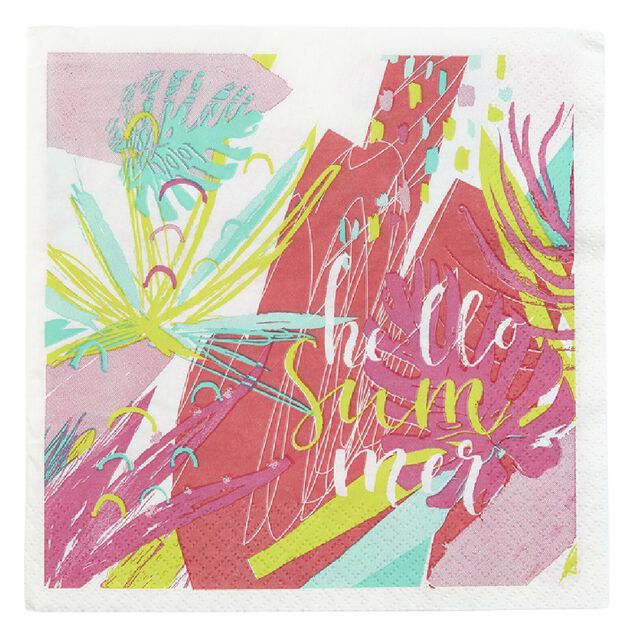 Serviette en papier multicolore Hello summer x 20