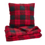 Plaid 130x160cm avec coussin 45x45cm motif tartan assorti (3 modèles)