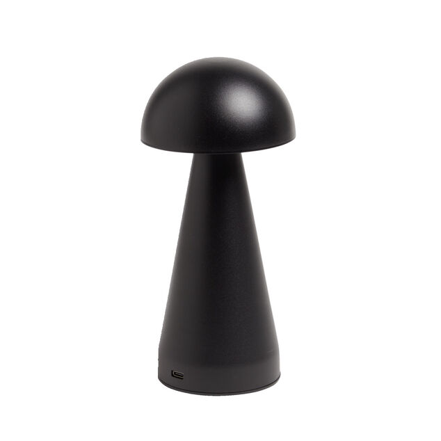 Lampe de table Roundi USB tactile noire &Oslash;9,5xH22,5cm