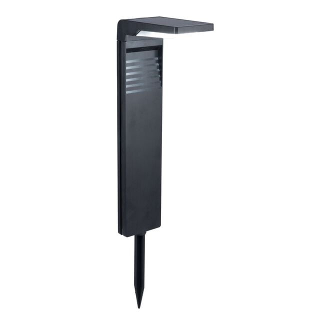 Borne solaire &agrave; planter en plastique noir forme spot 30LED 16x9xH58,5cm